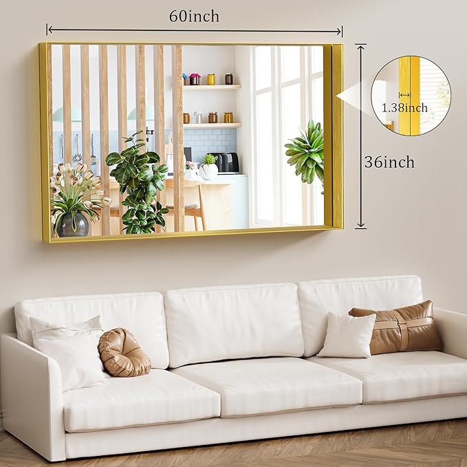 Koonmi 36x60 Inch Metal Framed Bathroom Mirror - Image 6