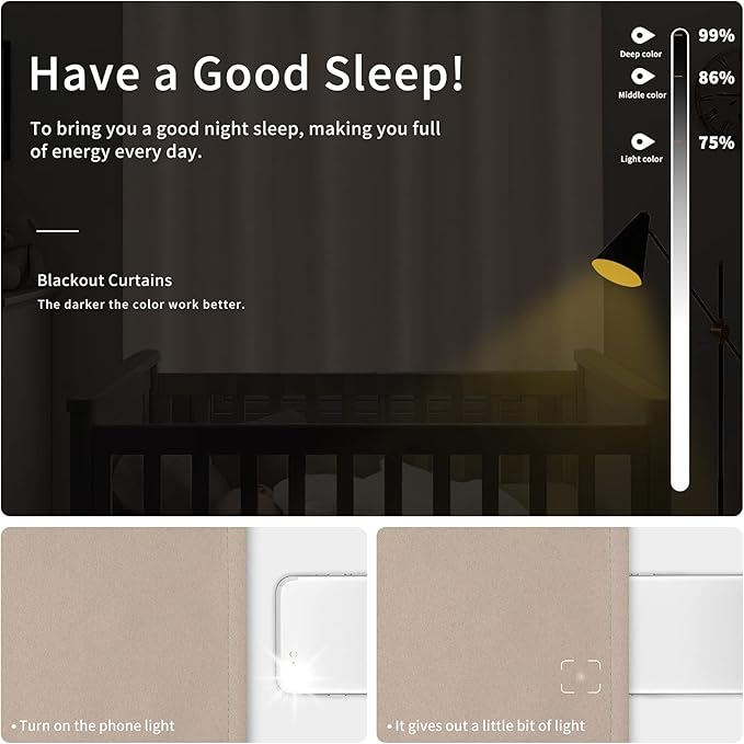 Easy-Going Blackout Curtains for Bedroom, Solid Thermal Insulated Grommet and - Image 2