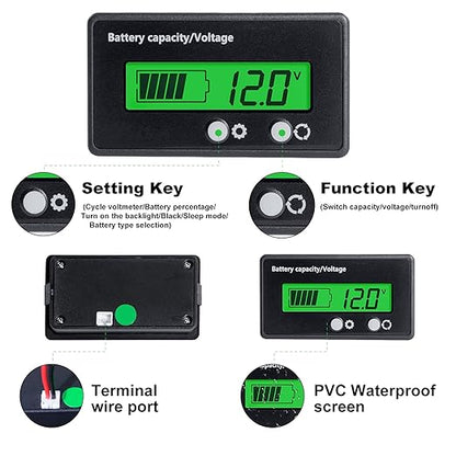 2Pack Golf Cart Battery Capacity Voltage DC 12V 24V 36V 48V 72V Battery Meter - Image 2