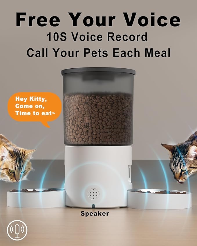 Automatic Cat Feeder for 2 Cats, 4.2L Dual Food Dispenser, Portion Control - Image 6