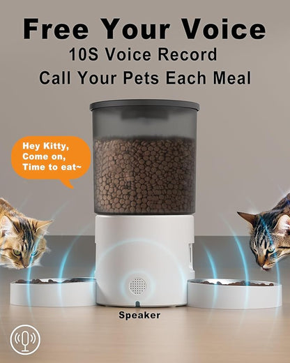 Automatic Cat Feeder for 2 Cats, 4.2L Dual Food Dispenser, Portion Control - Image 6