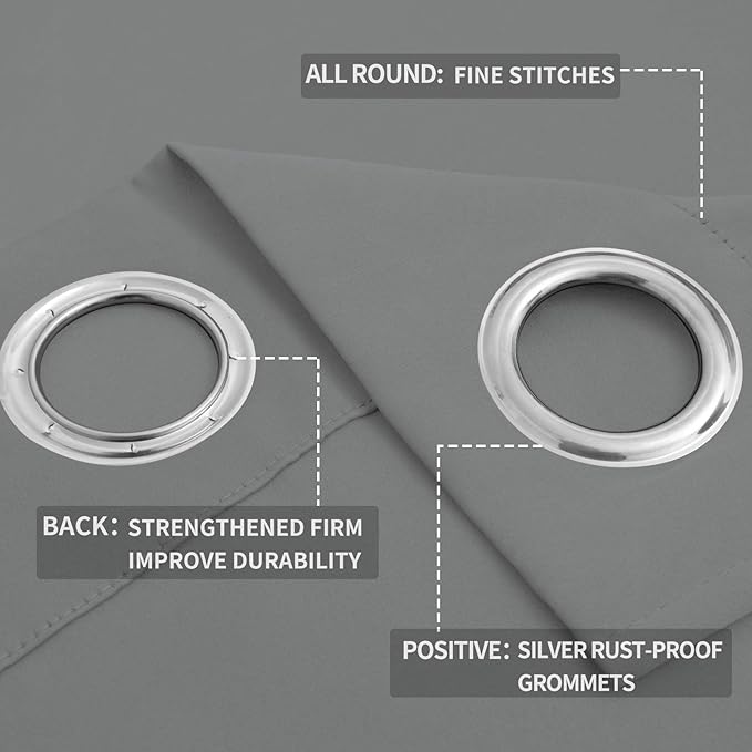 Easy-Going Blackout Curtains for Bedroom, Solid Thermal Insulated Grommet and - Image 4
