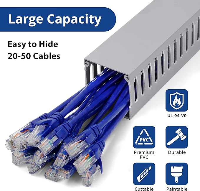 ZhiYo H2 x W2.4in Professional Server Rack Cable Management Raceway, 95in Cable - Image 3