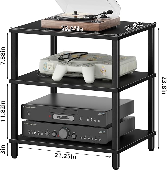 LELELINKY 3-Tier AV Media Player Stand Set of 2, Wooden TV Stand, Game Console - Image 3