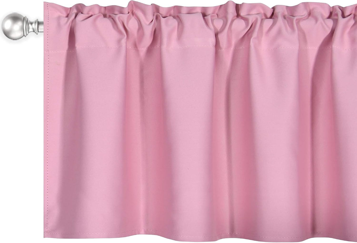 DECOVSUN Baby Pink Valance for Windows 52x18 Inch Solid Thermal Insulated Blackout Rod Pocket Kitchen Short Curtain Toppers Valance for Bathroom Living Room 1 Panel