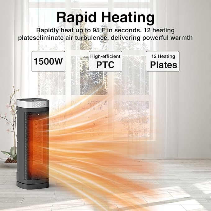 Space Heater, WINHL 17 Inches Electric Heaters - Image 4