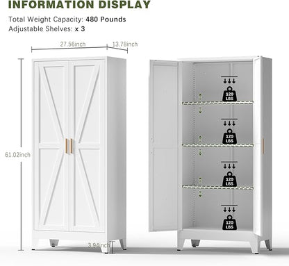 COFaR White Farmhouse Storage Kitchen Pantry Cabinet - Image 2