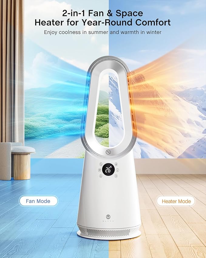 ULTTY Space Heater, Portable Electric Heaters and Cooler Fan Combo - Image 2
