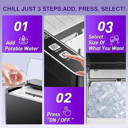 Ice Makers Countertop, 9 Ice Cubes in 6 Mins Portable Ice Maker, 2 Sizes of - Image 6