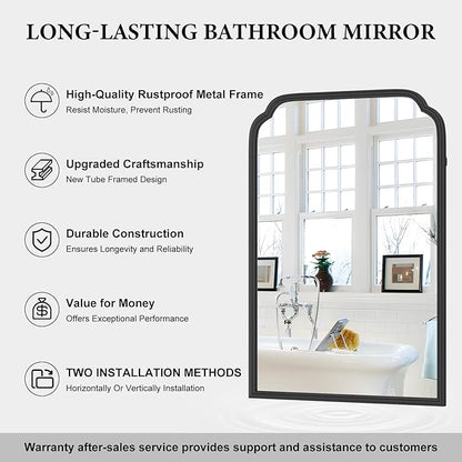 20X30 Inch Black Metal Framed Bathroom Mirror - Image 9