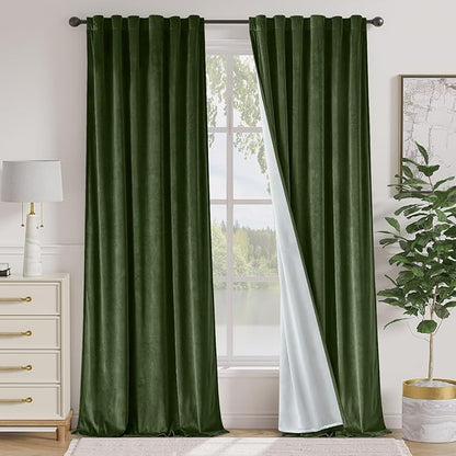 Lazzzy Velvet Blackout Curtains Thermal Insulated Curtains Room Window Drapes by Lazzzy