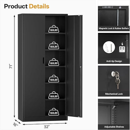 Metal Garage Storage Cabinets, 71” Tall Metal File Cabinet - Image 3