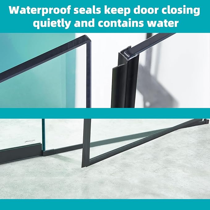 Pivot Swing Shower Door, Adjustable Width 40" W x 74" H Semi-Frameless Shower - Image 7