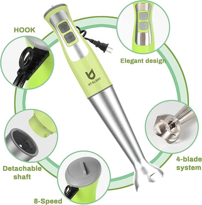Immersion Hand Blender, UTALENT 3-in-1 8-Speed Stick Blender - Image 2