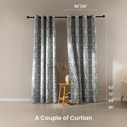 SLEEP ZONE Blackout Curtains for Bedroom and Living Room, Curtains & Drapes with Thermal Insulation for Room Darkening, Jacquard 360GSM Window Curtain Panels, Blue, 52" × 84"