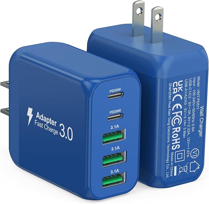 60W USB C Wall Charger Block, 5-Port C Charger Fast Charging Block PD Power by CSODINCE