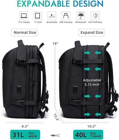 Carry on Backpack for Women Men 40L Flight Approved Travel Backpack Fit 17 Inch - Image 5