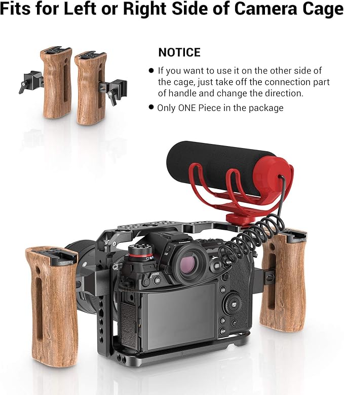 SmallRig Universal Side Wooden NATO Handle Grip DSLR Camera Cage w/Cold Shoe - Image 5