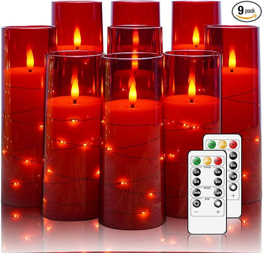 Flickering Flameless LED Candles, Battery Operated Candles 9 Pcs by Nimiko