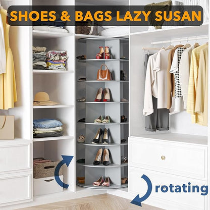 SpaceAid 7 Tier Rotating Shoe Rack Tower, Spinning Shoe Display Lazy Susan - Image 4