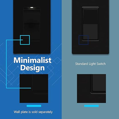 LIDER Minimalist Design Matte Finish Lighted Decorator Switch, Frameless Paddle - Image 4