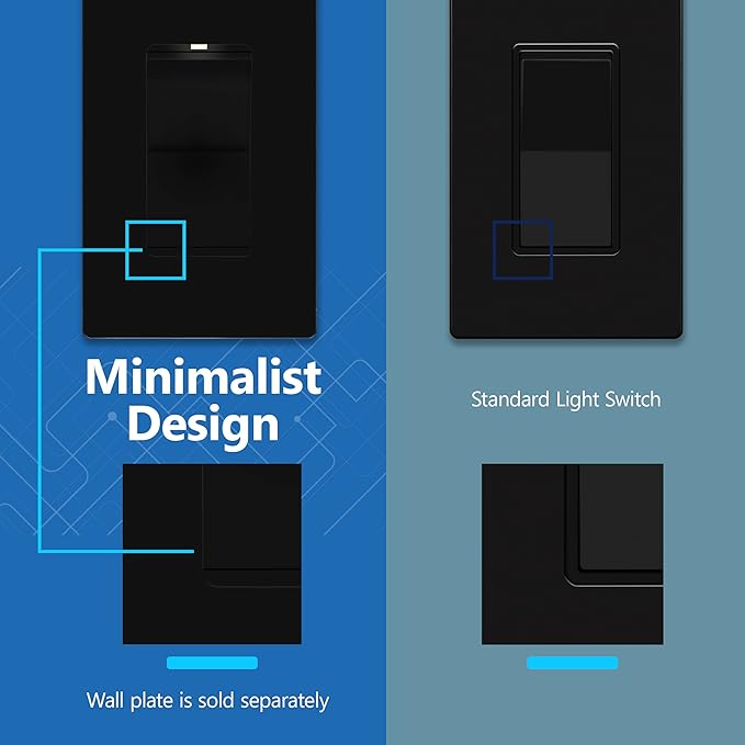 LIDER Minimalist Design Matte Finish Lighted Decorator Switch, Frameless Paddle - Image 4