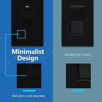 LIDER Minimalist Design Matte Finish Lighted Decorator Switch, Frameless Paddle - Image 4