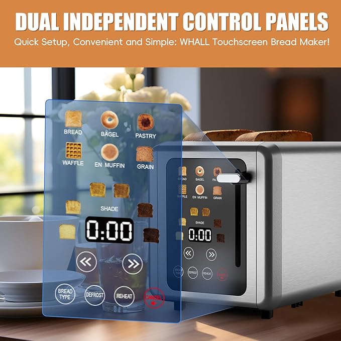2 Slice Toaster, Touchscreen & Dual Independent Control Panel, 5 Basic - Image 2