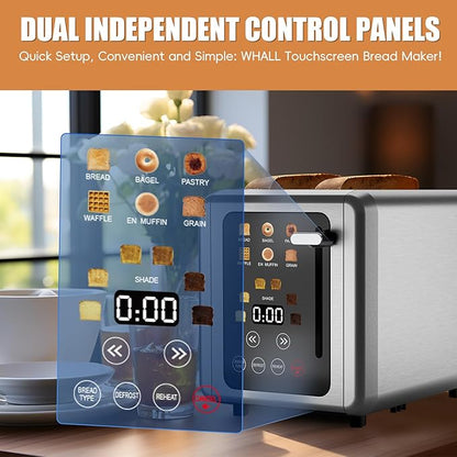 2 Slice Toaster, Touchscreen & Dual Independent Control Panel, 5 Basic - Image 2