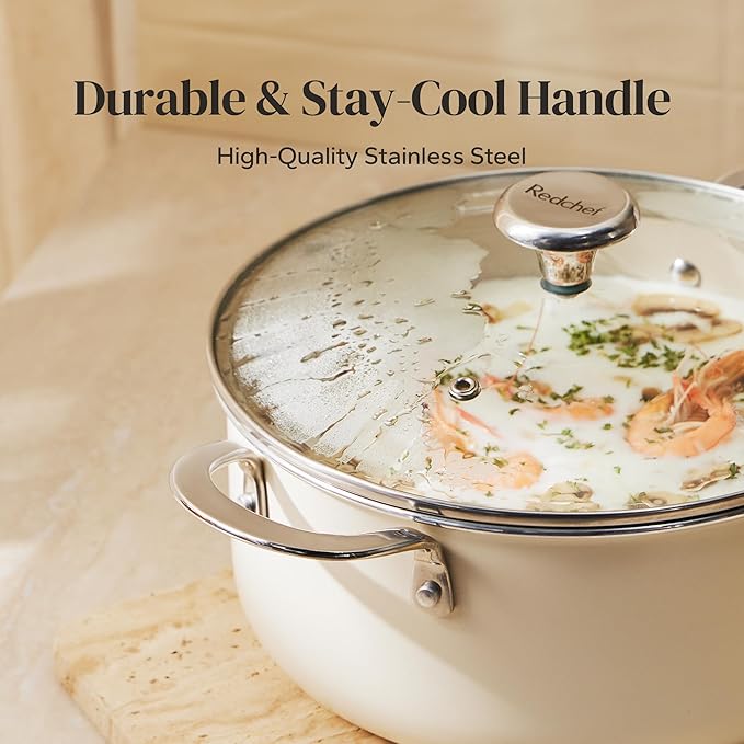 Redchef Ceramic Stock Pot with Lid, Soup Pot - Image 3