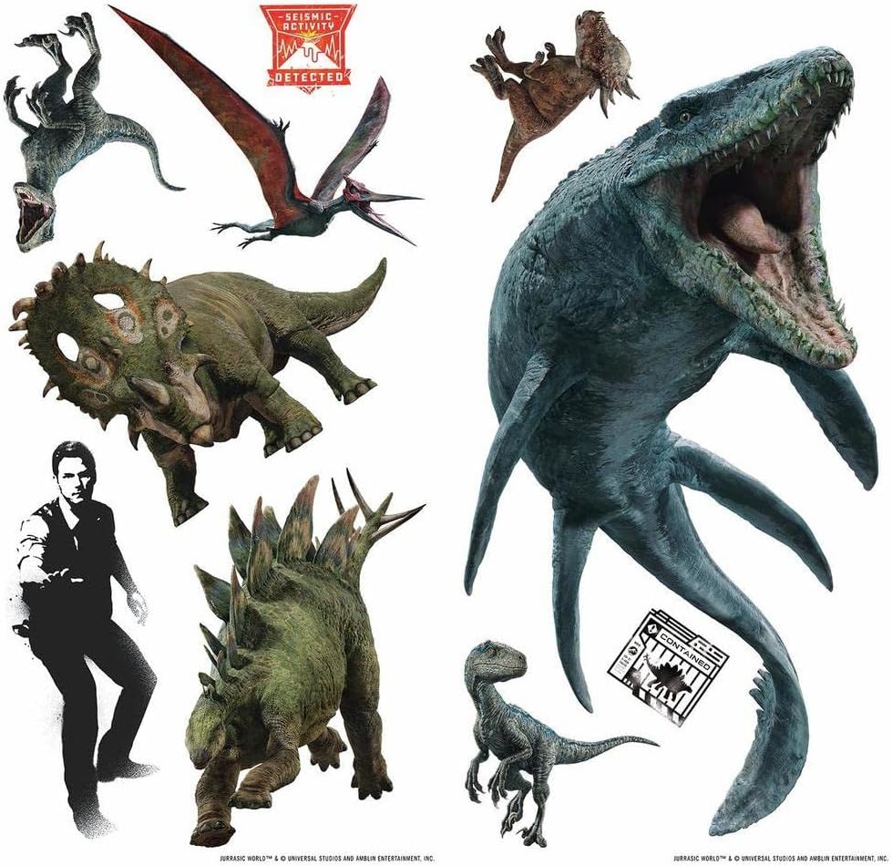 Jurassic World Fallen Kingdom Peel and Stick Wall Decals by RoomMates, RMK3798SCS