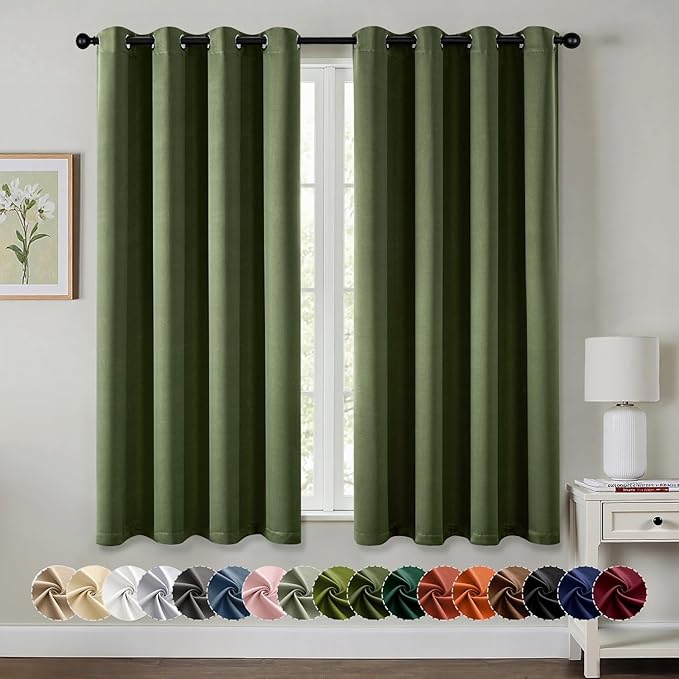 MIULEE Olive Green Blackout Curtains by MIULEE