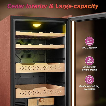 Electric Humidor with Leather-70L Cooling & Heating Humidor Cabinet, Smart - Image 2