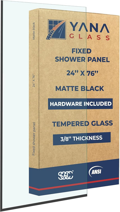 Yana Frameless Shower Door Screen, Fixed Shower Door Panels 3/8" Thick Tempered by Unknown