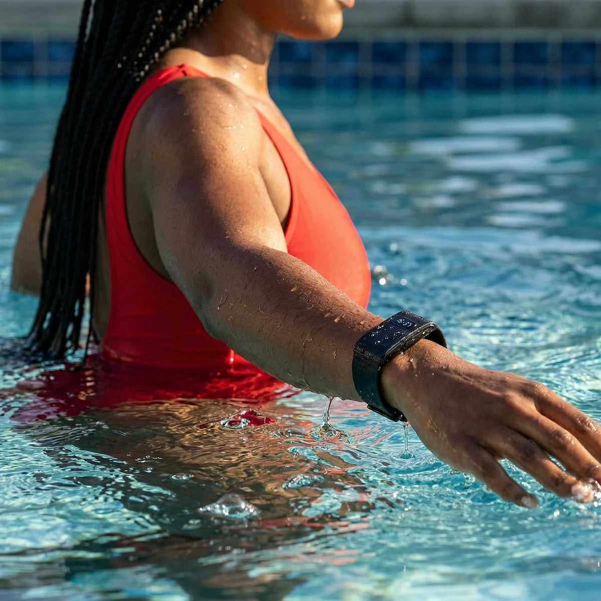 50+ days battery life fitness tracker with micro, close-up detail