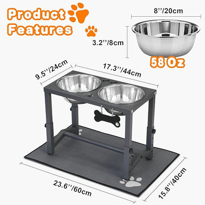 Elevated Dog Bowls, 4 Height Adjustable Metal Raised Bowl Stand - Image 6