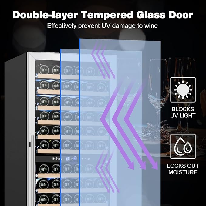 Tylza 24 Inch Wine Fridge Dual Zone, 180 Bottles Wine Cooler Refrigerator - Image 5