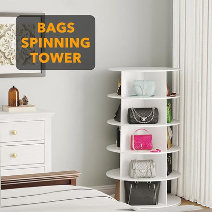 SpaceAid 5 Tier Rotating Shoe Rack Tower, Spinning Shoe Display Lazy Susan - Image 5