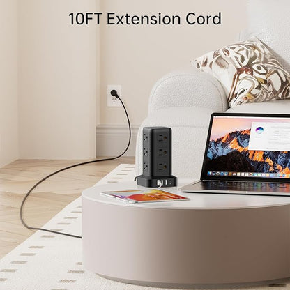 PD 20W USB C Surge Protector, Mini Power Strip Tower Travel 12 AC 4 USB Power - Image 4