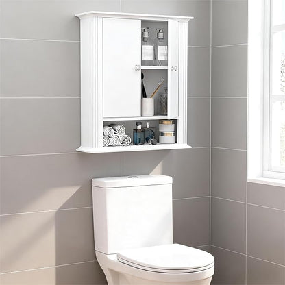 White Bathroom Wall Cabinet, Over the Toilet Storage Cabinet, Bathroom Cabinet - Image 2