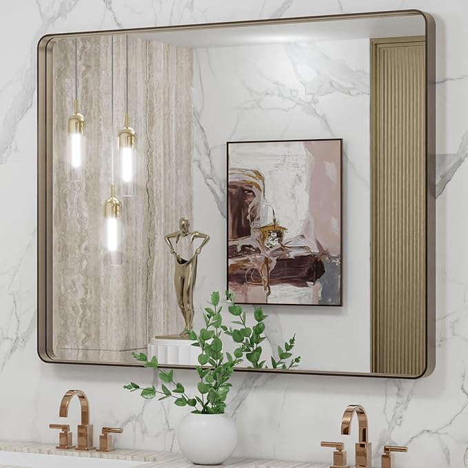 LOAAO 40”X32” Bronze Bathroom Mirrors by LOAAO