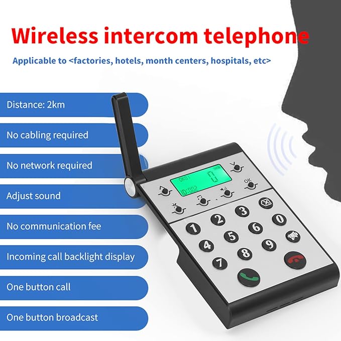 Eujgoov 1000m Distance Wireless Intercom Phone Hands Intercom System - Image 7