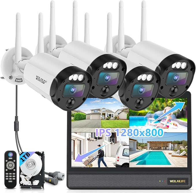 【All-in-One Security System】 Outdoor Wireless Security Camera System, Home by WEILAILIFE