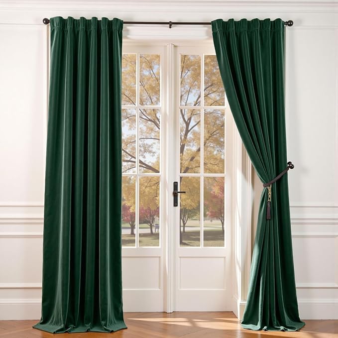 Lazzzy Velvet Blackout Extra Long Curtains Thermal Insulated Room Window Drapes by Lazzzy