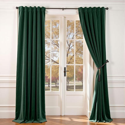 Lazzzy Velvet Blackout Extra Long Curtains Thermal Insulated Room Window Drapes by Lazzzy