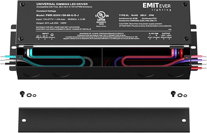 EMITEVER Dimmable Led Driver, 150W AC 110V-277V to DC 24V Transformer, 5-in-1 - Image 2