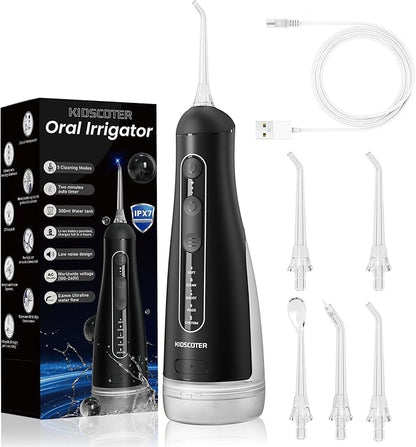 Water Flosser for Teeth with Detachable Washable Tank, 5 Modes Rechargeable by KIDSCOTERHOME