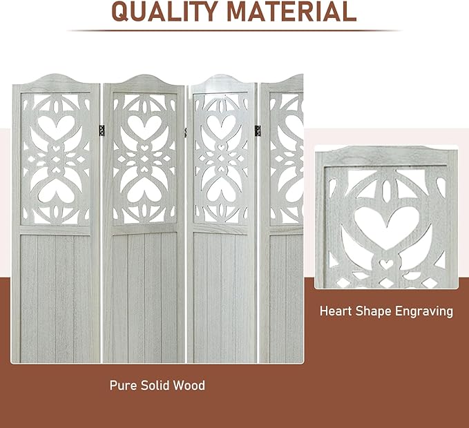 ALeesing 4 Panel Room Divider Fully Assembled, Carved Room Dividers and Folding - Image 5