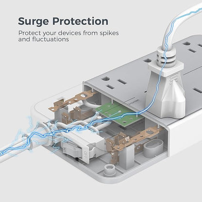 TESSAN Power Strip Surge Protector, Flat Plug Extension Cord - Image 5