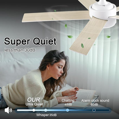 POCHFAN 52 inch White Ceiling Fans - Image 3